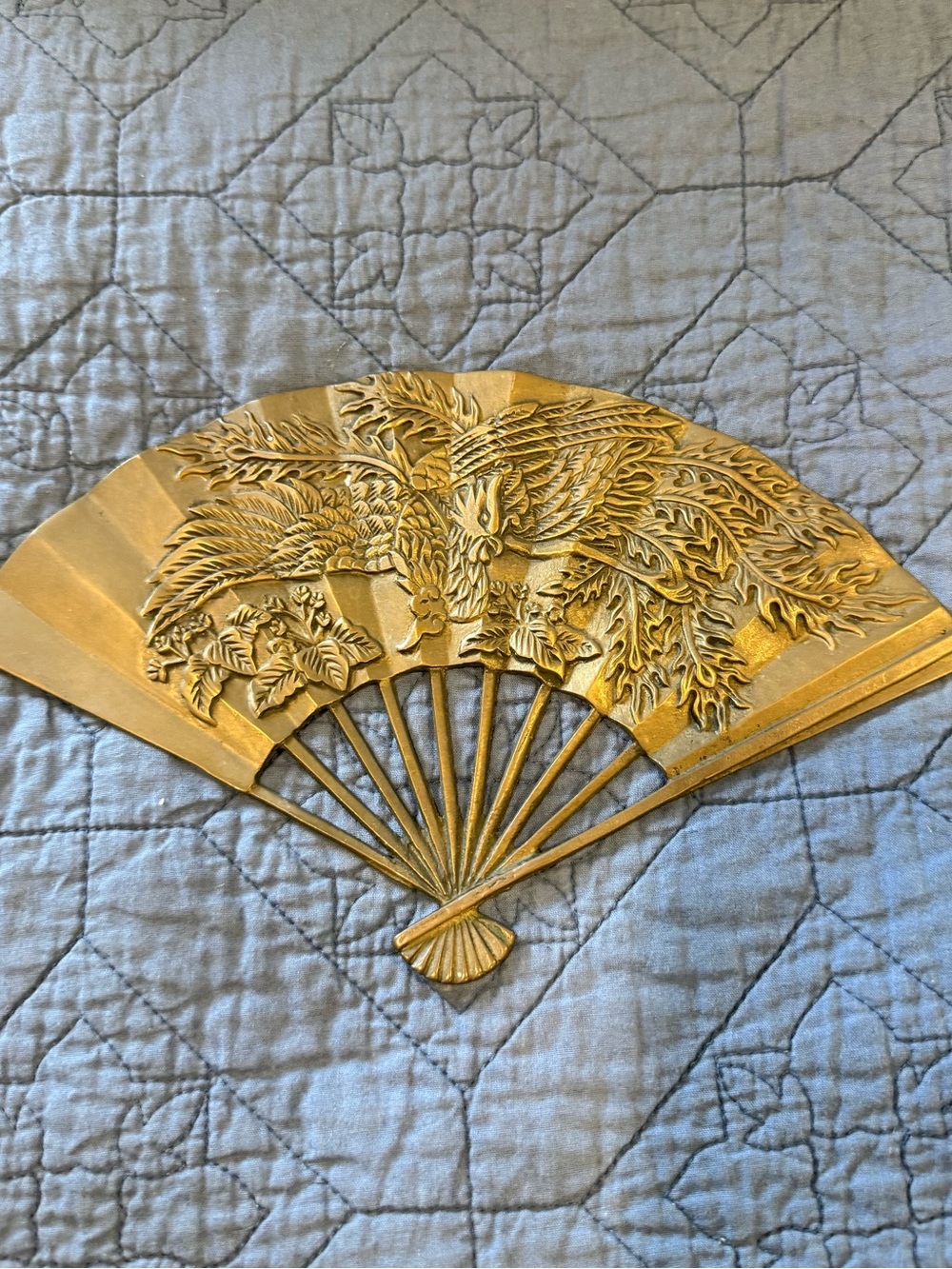 Ornate Gold Decorative Fan Wall Accent